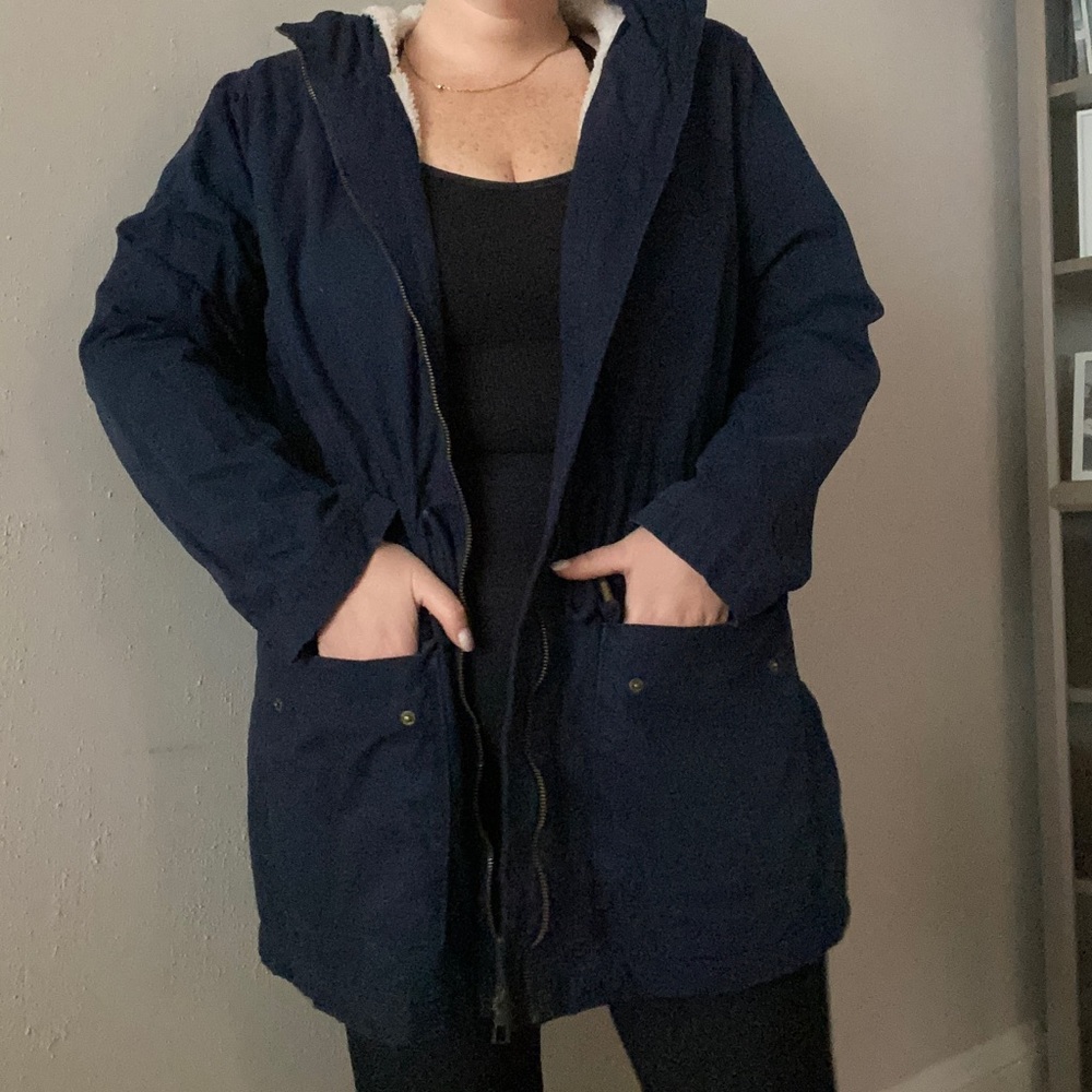 Old Navy blue fleece lined utility jacket size XL